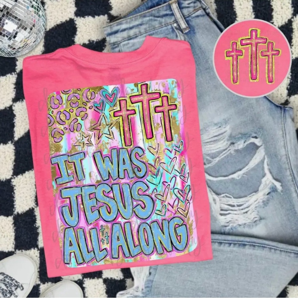 Comfort Colors Pink Graphic Tee with Faith Message